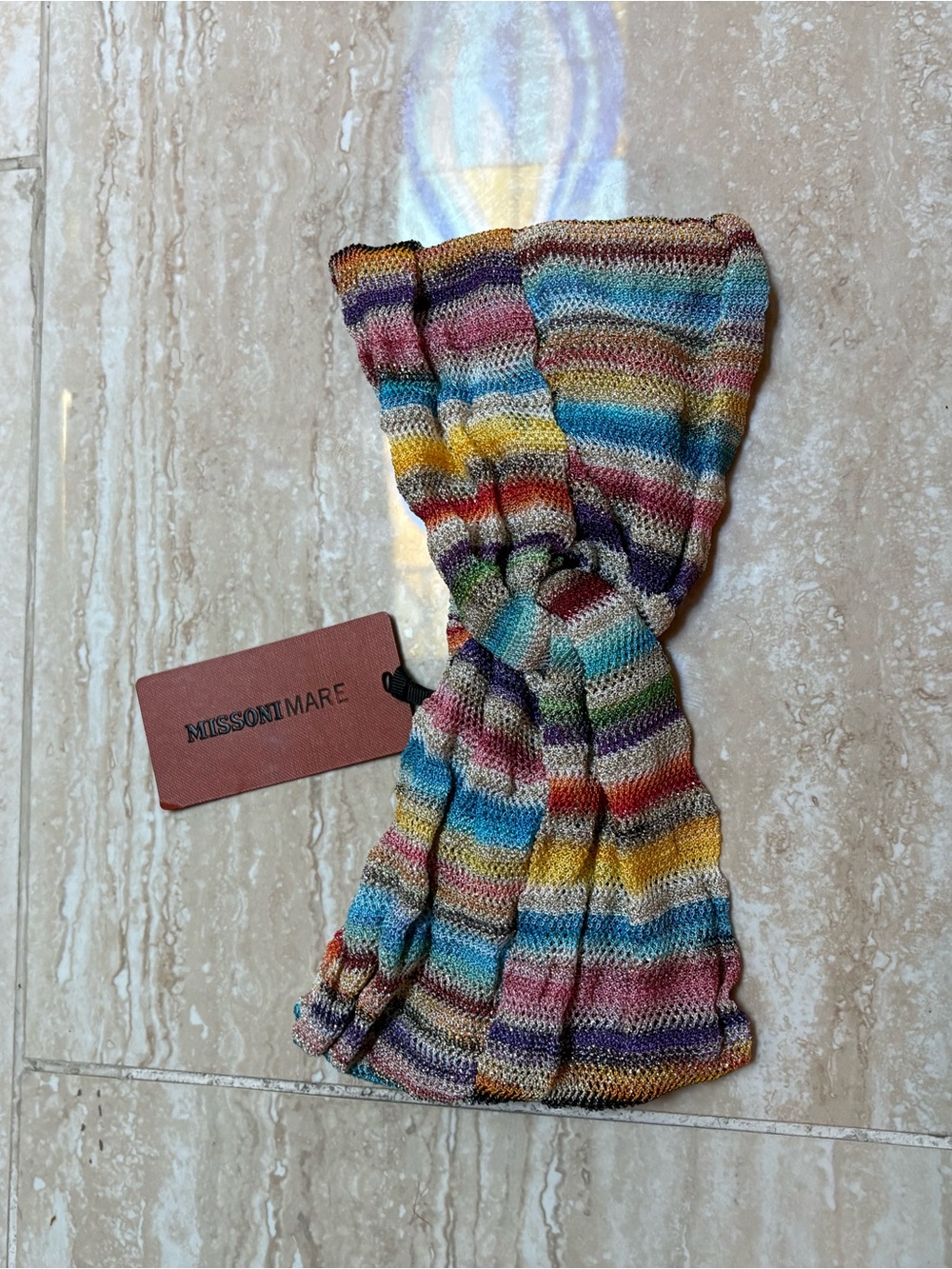 Missoni Multicolor Striped Knit Head Wrap — Blue, Yellow, Pink, Green, Purple